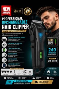 CTS-6600 Professional Rechargeable Hair Clipper (240min Cordless)
