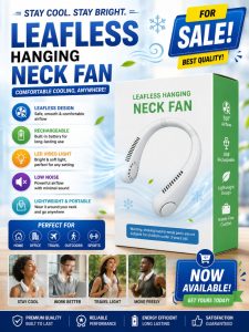 Leafless Hanging Neck Fan – Rechargeable