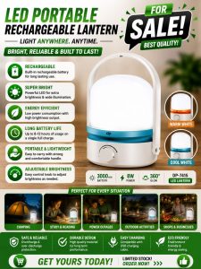 DP-7415 LED Portable Rechargeable Lantern (8W, 3000mAh)