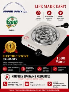 Super Sony SSJ-01-STV Single Burner Electric Stove (1500W)