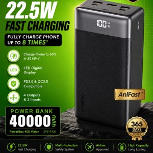 Oraimo OPB-P400 PowerBox 400 Vision 40000mAh Power Bank (22.5W Fast Charging)