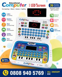 Educational Computer LED Screen – Kids Learning Laptop (26 Functions)