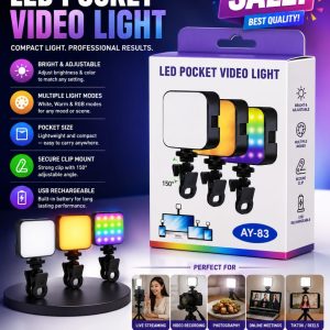 AY-83 LED Pocket Video Light β RGB, Clip Mount, USB Rechargeable