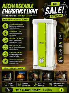 Rechargeable LED Emergency Light – Camping & Power Outage Backup