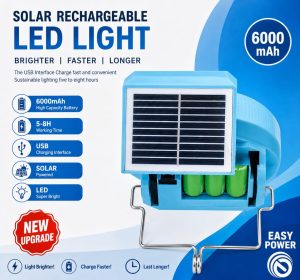 Solar Rechargeable LED Light – 6000mAh Upgraded