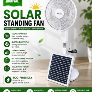 Solar Rechargeable Standing Fan – Quiet & Powerful