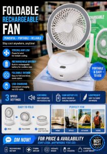 Portable Rechargeable Fan – AC/DC Dual Operation