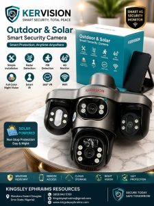 Kervision Outdoor & Solar Smart Security Camera – Radar & PIR Detection, 4G, 360° VR