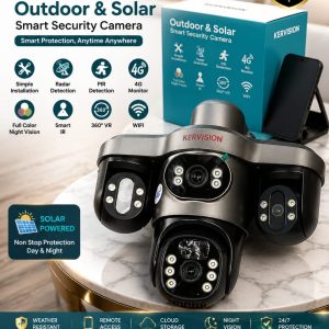 Kervision Outdoor & Solar Smart Security Camera – Radar & PIR Detection, 4G, 360° VR